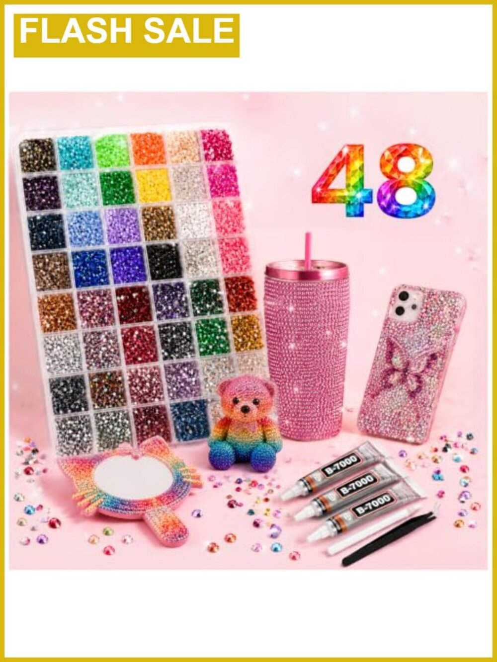 48,000 Rhinestones 48 Colors Bedazzling Kit Nail Gems Craft Jewelry Making